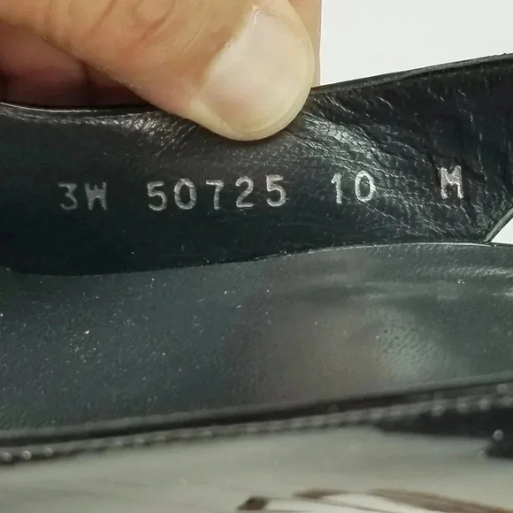 Stuart Weitzman 10M Exsling Peep Toe Slingback Cork Platform Heels Black Patent - Picture 5 of 12